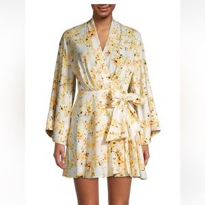 Floral Linen-Blend Wrap Minidress